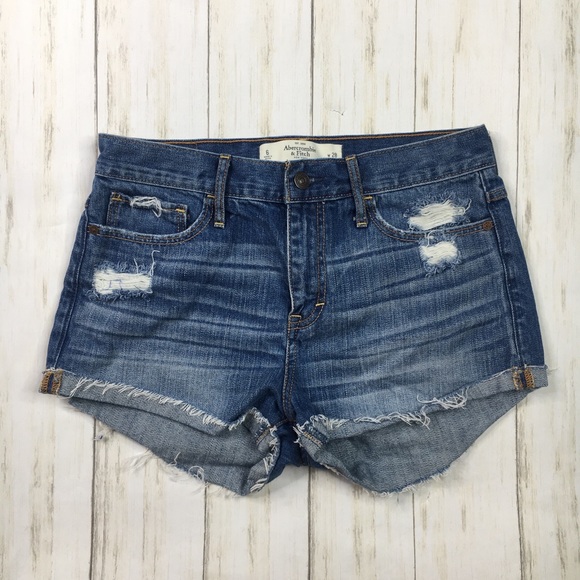 Abercrombie & Fitch Pants - Abercrombie & Fitch Medium Wash Distressed Shorts